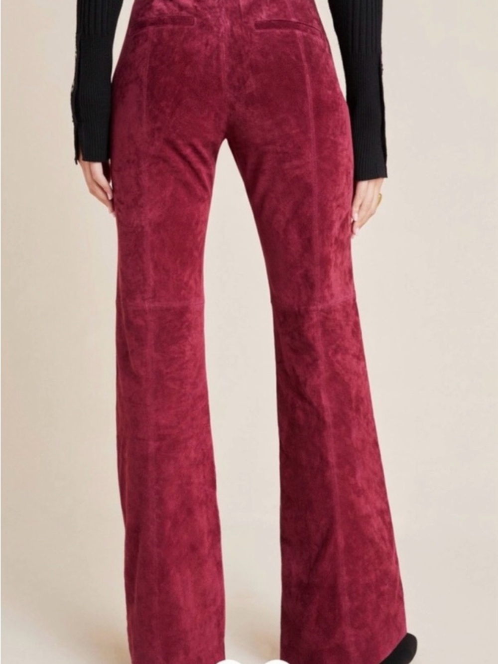 Anthropologie Burgundy Suede Flare Pants - NWT - Picture 2 of 13